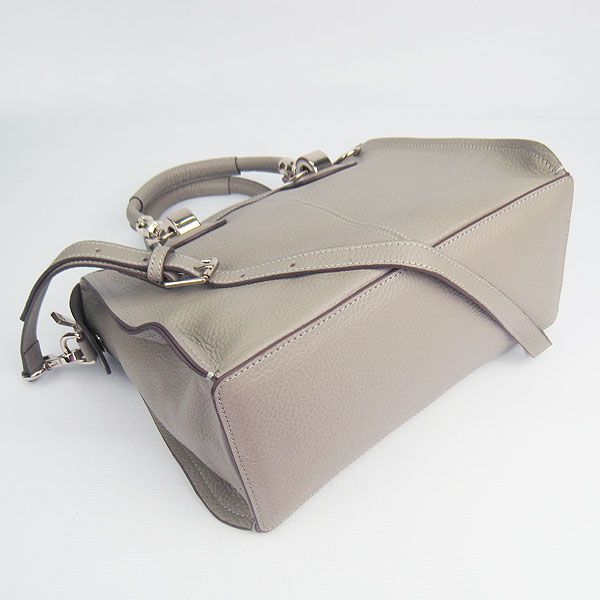 Fake Hermes New Arrival Double-duty leather handbag Grey 60669 - Click Image to Close